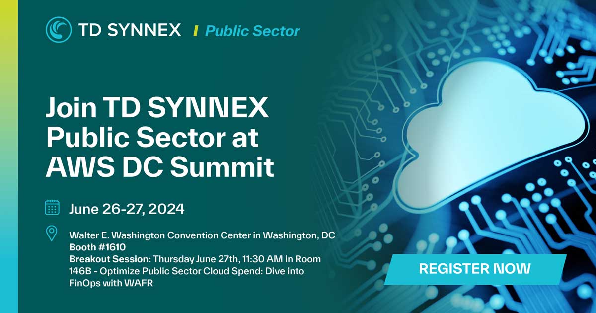 Text reads: Join TD SYNNEX Public Sector at AWS DC Summit