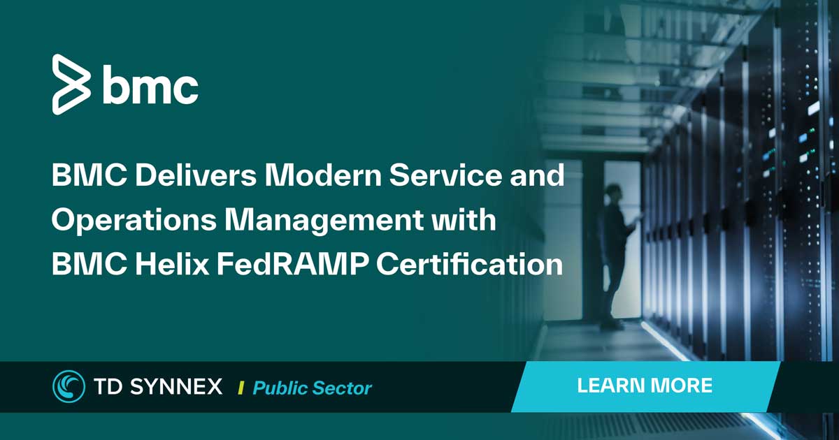 Text reads: BMC delivers modern service and operations management with BMC helix FedRAMP certification
