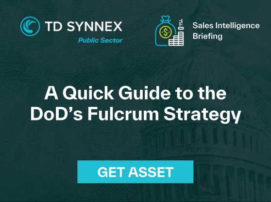 Text reads: A Quick Guide to the DoD’s Fulcrum Strategy. CTA: Get Asset