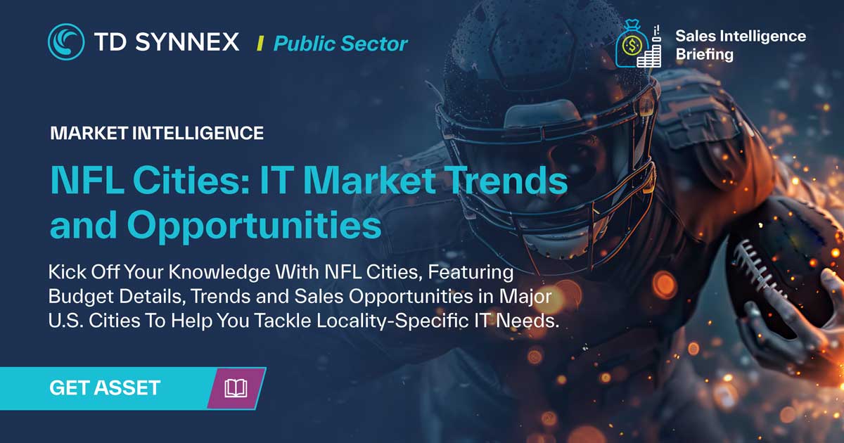 Text reads: NFL Cities: IT Market Trends and Opportunities. CTA: Get Asset