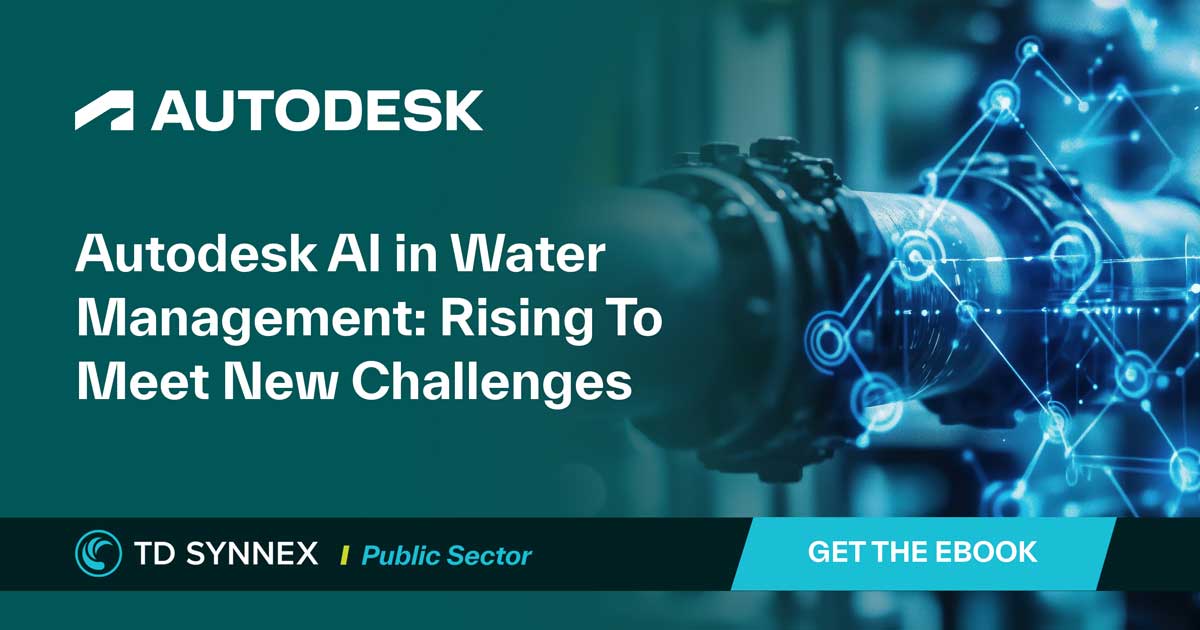 Text reads: Autodesk AI in Water Management: Rising to Meet New Challenges