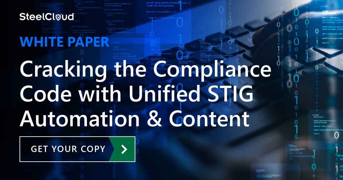 Text reads: Cracking the Compliance Code with Unified STIG Automation & Content