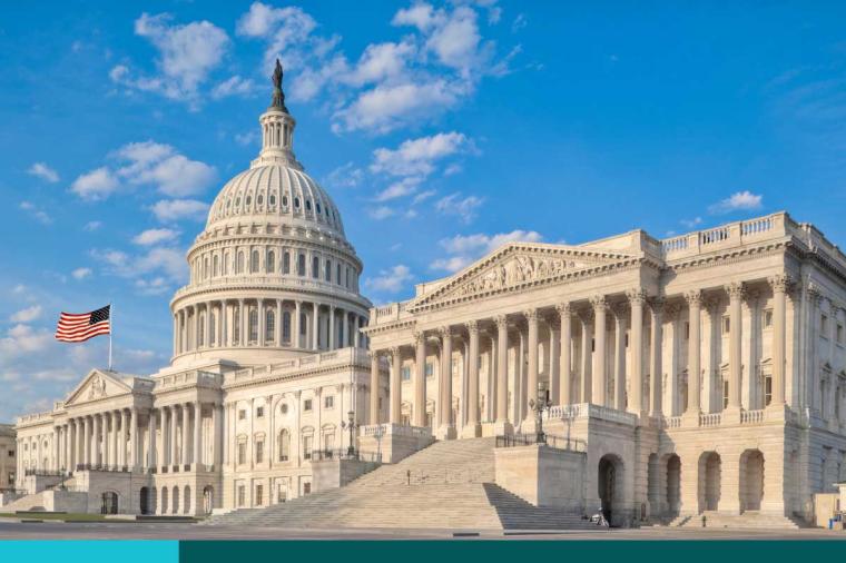 The east side of the US Capitol in the early morning. Senate Chamber in foreground